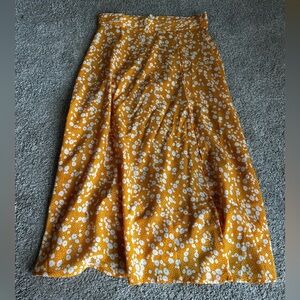 Yellow Floral Midi Skirt
